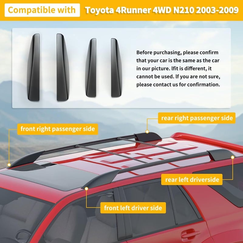 Goholy Car Roof Rack End Caps Compatible with Toyota 4Runner 4WD N210 2003 2004 2005 2006 2007 2008 2009 Roof Rack Cover Roof Rail End Cap Shell Protection Roof Rack Accessories - Image 2